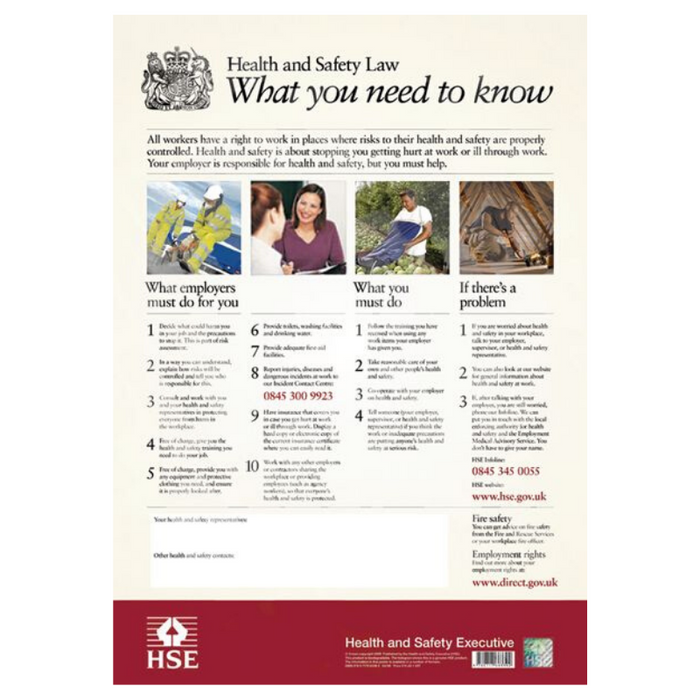 A2 Health and Safety Law Poster 594mm x 420mm
