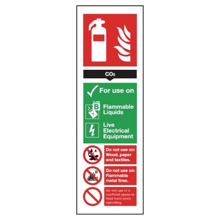 CO2 Extinguisher I.D Sign 300mm x 100mm