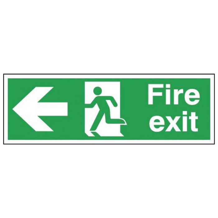 Fire Exit Running with Running Man Arrow Left Sign 150mm x 450mm