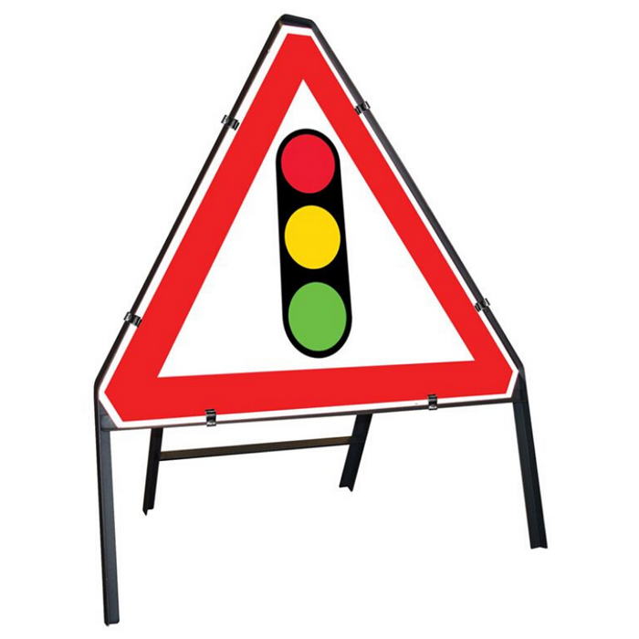 Traffic Signals Clipped Triangular Metal Road Sign - 750mm