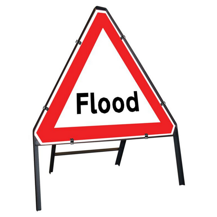 Flood Clipped Triangular Metal Road Sign - 750mm