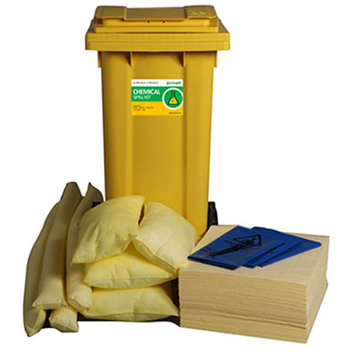 Ecospill Chemical Spill Response Kit - 2 Wheel PE Bin - 120 Litre