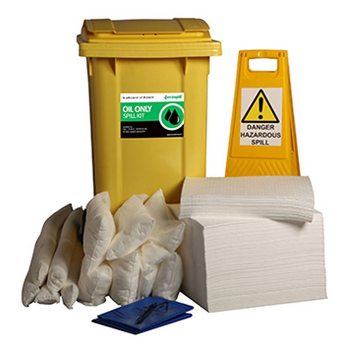 Ecospill Oil Only Spill Response Kit - 2 Wheel PE Bin - 240 Litre