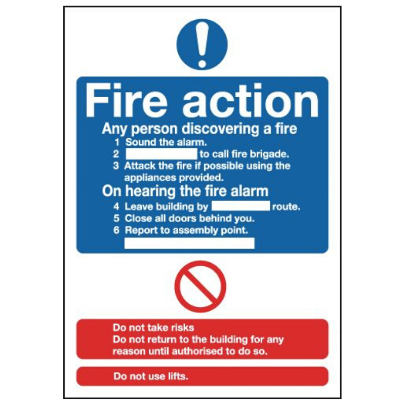 Fire Action Notice Sign 210mm x 148mm
