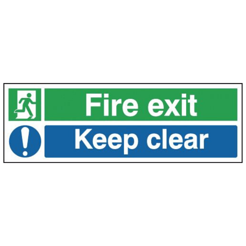 Fire Exit Keep Clear Sign 150mm x 450mm