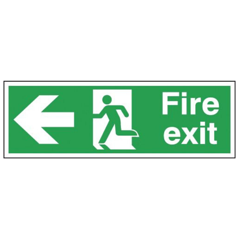 Fire Exit Running with Running Man Arrow Left Sign 150mm x 450mm