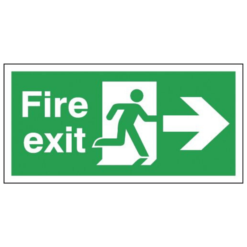 Fire Exit Running with Running Man Arrow Right Sign 150mm x 450mm