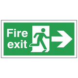 Fire Exit Running with Running Man Arrow Right Sign 150mm x 450mm