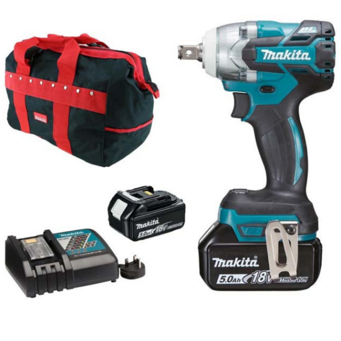 Makita - DTW285TX2 Kit - 2 x 5.0Ah - DC18RC Charger - 21x52mm Socket - P-46305 Bag