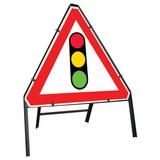 Traffic Signals Clipped Triangular Metal Road Sign - 750mm