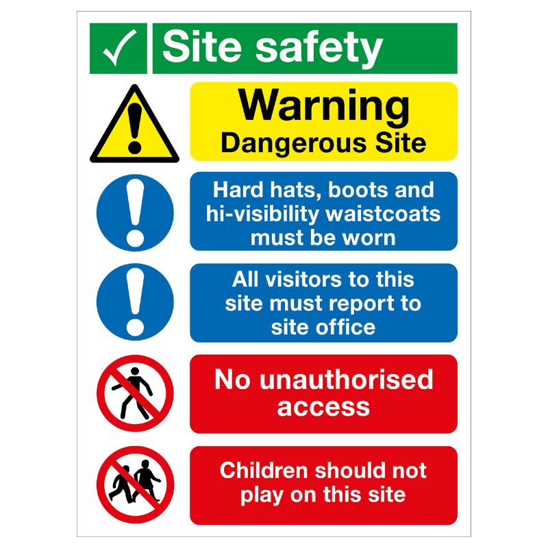 Site Safety Legal Text Site Safety Board Sign 400mm x 300mm