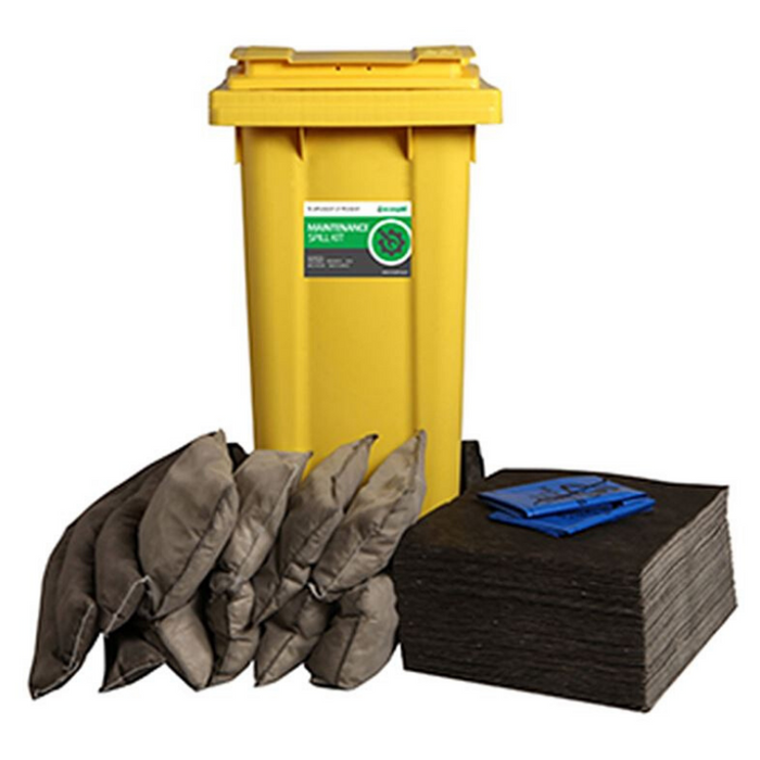 Ecospill Maintenance Spill Response Kit - 2 Wheel PE Bin - 120 Litre