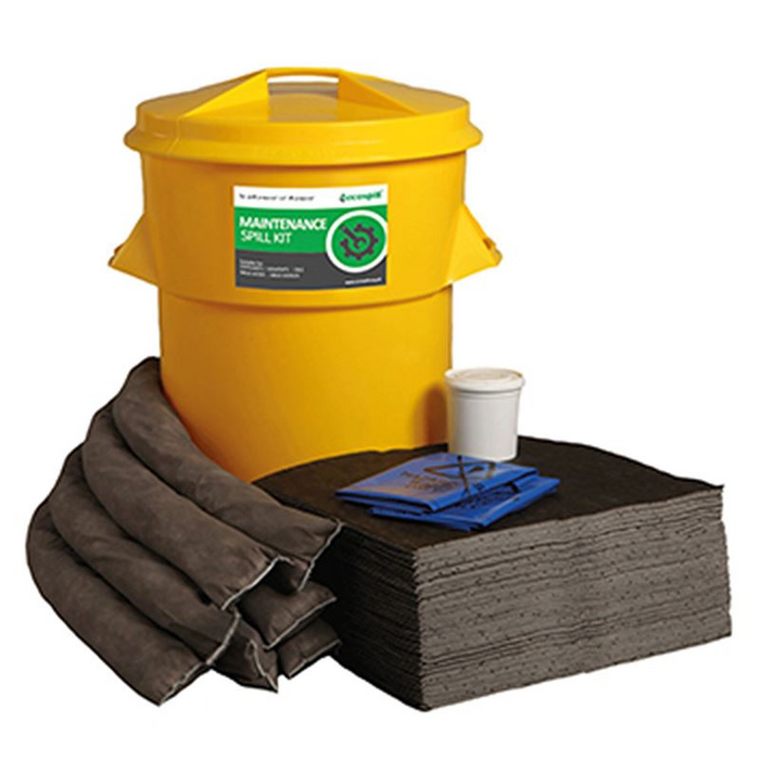 Ecospill Maintenance Spill Response Kit - Circular PE Bin - 90 Litre