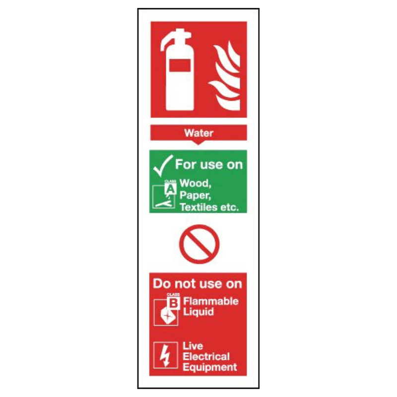 Water Extinguisher I.D Sign 300mm x 100mm